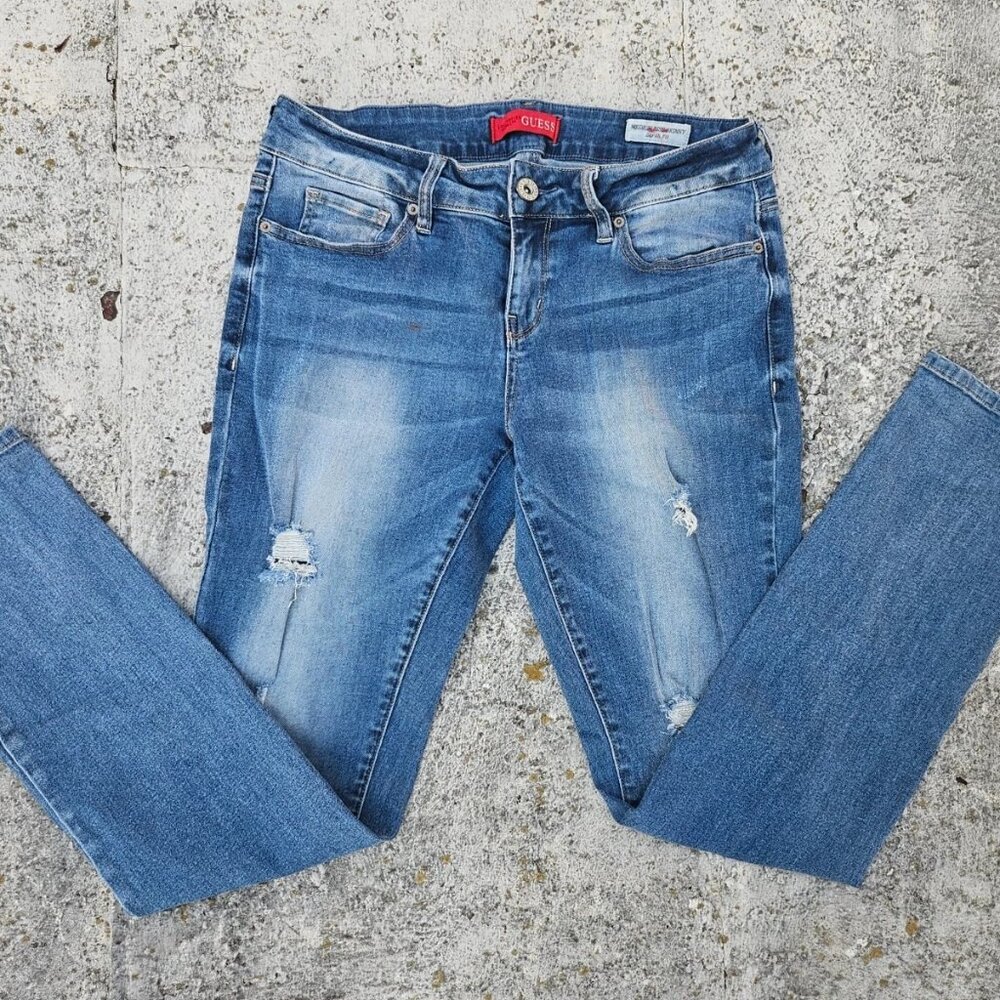 Guess Women Jeans Blue Denim Medium Rise Skinny SARAH Fit Jean Size 31